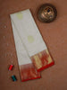 White Pure Kanchipuram Silk Saree with Peacock Chakaram on the Body with Contrast Border - Diadem