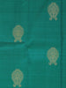 Teal Green Pure Kanchipuram Bridal Silk Saree with Flower Motifs on the Body with Zari Border - Diadem