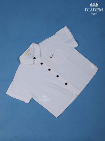 White Plain half Sleeve Cotton Shirt - Diadem