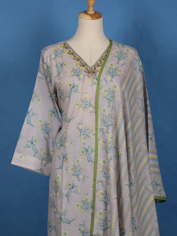 Lavender Floral Printed Cotton Salwar Suit - Diadem
