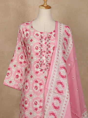 Pink Ikat Design Printed Cotton Salwar Suit - Diadem