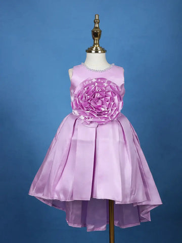 Lavender Oversized Floral Satin Kids Gown - Diadem