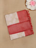 Ivory White with Red Shaded Border Fancy Kerala Silk Saree - Diadem