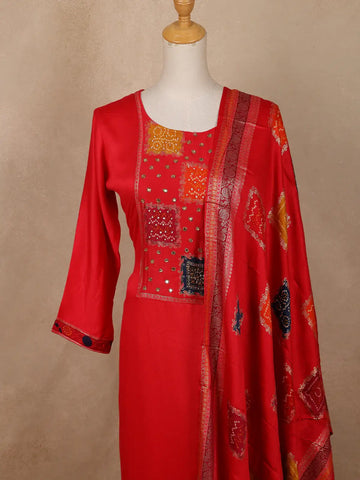 Pink Abstract Designed Cotton Salwar Suit - Diadem