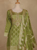 Light Green Geometric Design Semi Silk Palazzo Salwar Suit with Dupatta