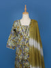 Olive Green Floral Printed Cotton Salwar Suit - Diadem