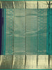 Dark Navy Blue Floral Woven Pure Kanchipuram Silk Saree - Diadem