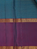 Blue Checkered Woven Pure Kanchipuram Silk Saree - Diadem