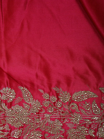 Queen Pink Floral Designed Bridal Banarasi Silk Saree - Diadem