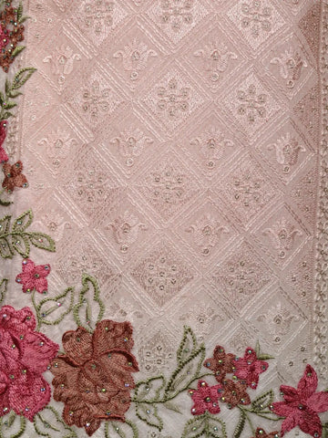 Baby Pink Floral Embroidery Cotton Salwar Suit - Diadem