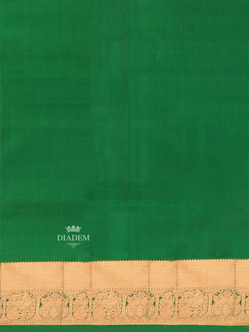 Red Pure Kanchipuram Bridal Silk Saree with Peacock Motif on the body and Zari Border - Diadem