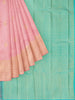 Teal Blue Pure Kanchipuram Silk Saree with Floral Motif on the Body and without Border - Diadem