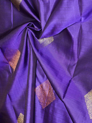 Violet Pure Kanchipuram Silk Saree with Diamond Motif on the Body and without Border - Diadem