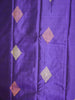 Violet Pure Kanchipuram Silk Saree with Diamond Motif on the Body and without Border - Diadem