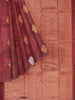Maroon Pure Kanchipuram Pattu Saree with Zari Butta on the body and Without Border - Diadem