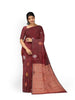 Maroon Pure Kanchipuram Pattu Saree with Zari Butta on the body and Without Border - Diadem
