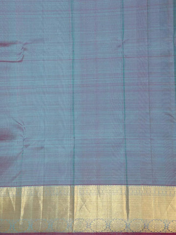 Turquoise Blue Pure Kanchipuram Bridal Silk Saree with Peacock and Chakra Motif Design with Zari Border - Diadem