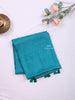 Teal Blue Semi Tussar Silk Saree with Small Flower Motif on the Body and without Border - Diadem