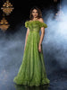 Green Net Gown with Sequins and Glitters - Diadem