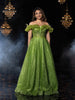 Green Net Gown with Sequins and Glitters - Diadem