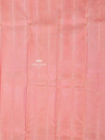 Pink Pure Kanchipuram Bridal Silk Saree with Checks on the body and Zari Border - Diadem