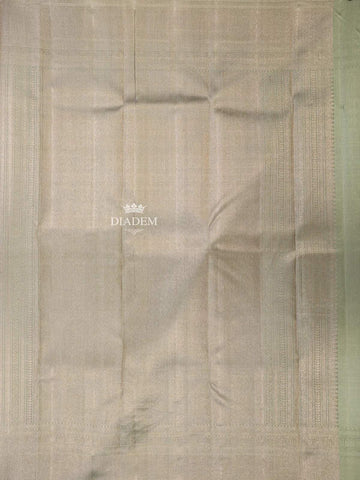 Pista Green Pure Kanchipuram Bridal Silk Saree with Zari Brocade on the body and Without Border - Diadem