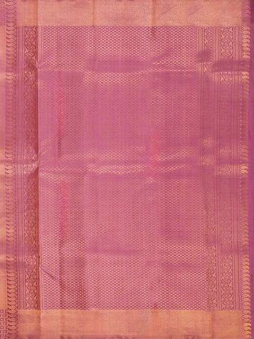 Onion Pink Pure Kanchipuram Silk Saree with Twill Pattern on the Body and with Designed Border - Diadem