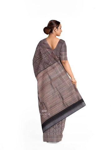 Black Pure Kanchipuram Pattu Saree with Zari Brocade on the body and Zari Border - Diadem