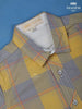 Yellow And Blue Checked half Sleeve Cotton Shirt - Diadem