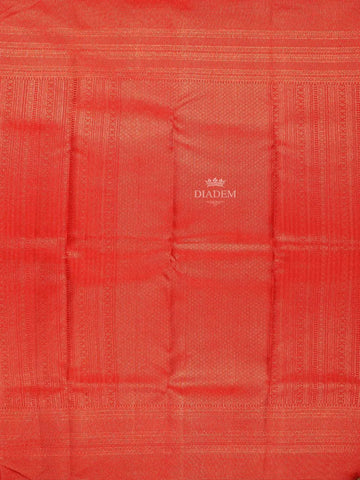 Peach Pure Kanchipuram Bridal Silk Saree with Plain body and Contrast Zari Border - Diadem