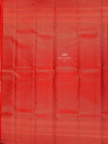 Peach Pure Kanchipuram Bridal Silk Saree with Plain body and Contrast Zari Border - Diadem