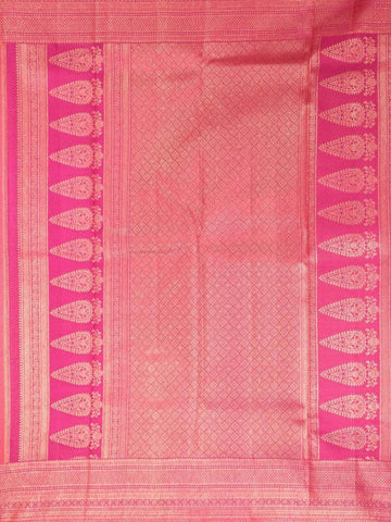 Orange Pure Kanchipuram Silk Saree with Floral Design on the Body with Zari Border - Diadem