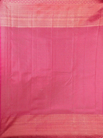 Orange Pure Kanchipuram Silk Saree with Floral Design on the Body with Zari Border - Diadem