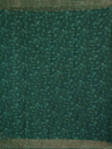 Green Banarasi Saree with Flower and Leaf Design on the Body with Zari Border - Diadem