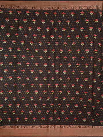 Light Pink Banarasi Silk Saree with Birds and Floral Design on the Body with Contrast Zari Border - Diadem