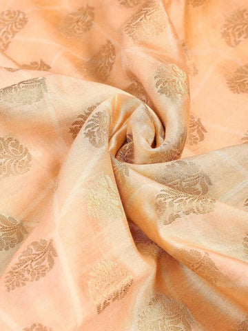 Apricot Orange Banarasi Saree with Zari Border | Diadem India - Diadem