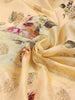 Light Yellow Banarasi Saree with Floral Design on the Body and Contrast Border - Diadem