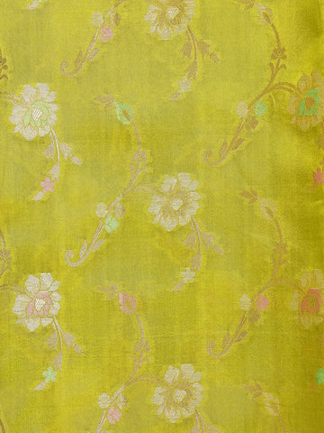 Green Flower Design Pure Banarasi Silk Saree - Diadem