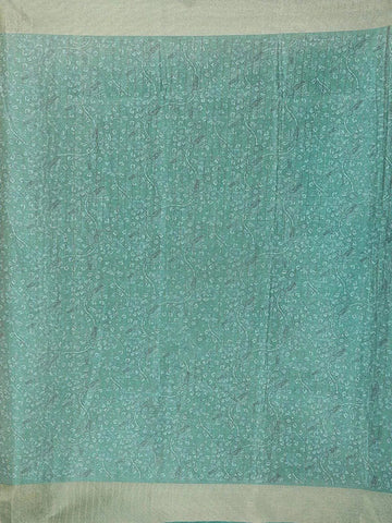 Green Chanderi Silk Saree with Stipes Design on the Body with Matching Border - Diadem