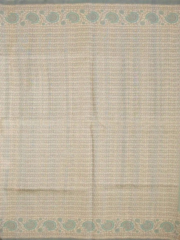 Turquoise Green Tussar Silk Saree with Floral designs on the Body and with Designed Border - Diadem