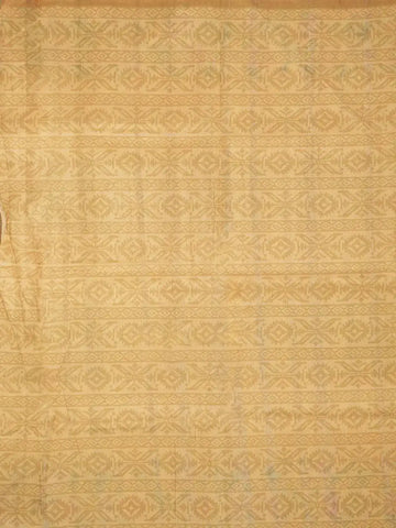 Beige Tussar Silk Saree with Designed Stripe Pattern on the Body and with Floral Border - Diadem