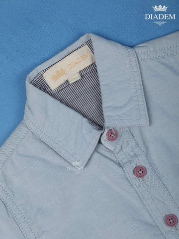 Grey Plain Full Sleeve Cotton Shirt - Diadem