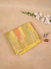 Light Yellow Semi Banarasi Saree with Stirpes Floral Design on the Body with Design Border - Diadem