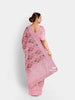 Pink Chanderi Silk Saree with Floral Prints on the body and Thread Border - Diadem