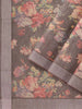 Brown Chanderi Cotton Saree with Floral Prints & Zari Border - Diadem