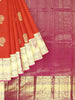 Red Pure Kanchipuram Saree with Floral Motif and Contrast Zari Border - Diadem