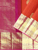 Red Pure Kanchipuram Saree with Floral Motif and Contrast Zari Border - Diadem