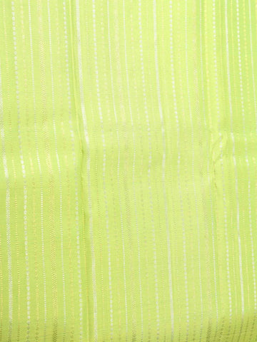 Green Pure Kanchipuram Bridal Silk Saree with Stripes Design on the Body with Zari Border - Diadem