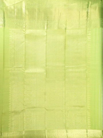 Green Pure Kanchipuram Bridal Silk Saree with Stripes Design on the Body with Zari Border - Diadem