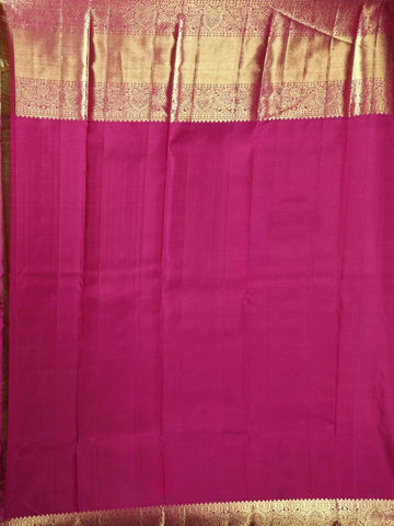 Green Pure Kanchipuram Bridal Silk Saree with Stripes Design on the Body with Zari Border - Diadem